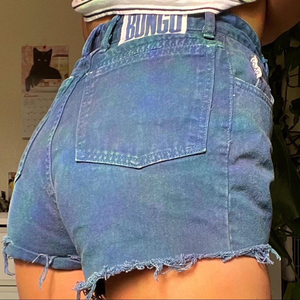 BONGO Vintage Distress Button High Waisted Shorts